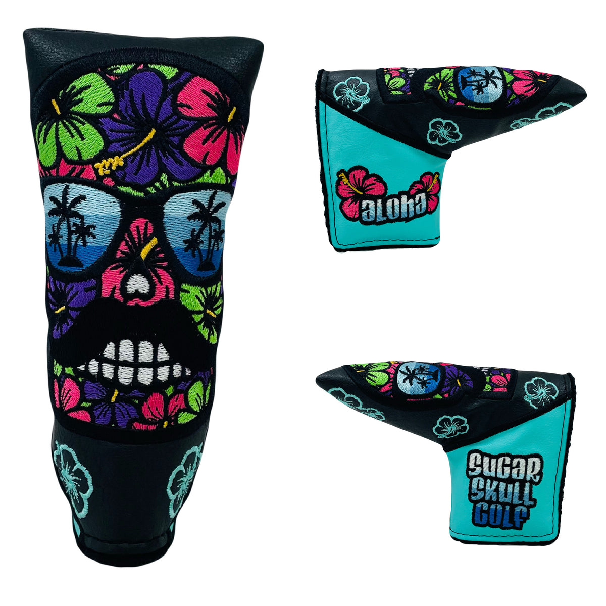 Poker Skull Couvre-tête de putter vintage avec fermeture Poker Skull Couvre-tête de putter vintage avec fermeture