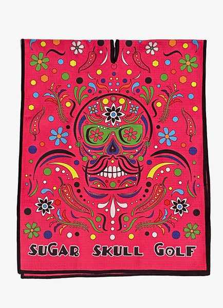 Microfiber Sugar Skull Golf Pink Cinco de Mayo Waffle Towel - 40 X 16
