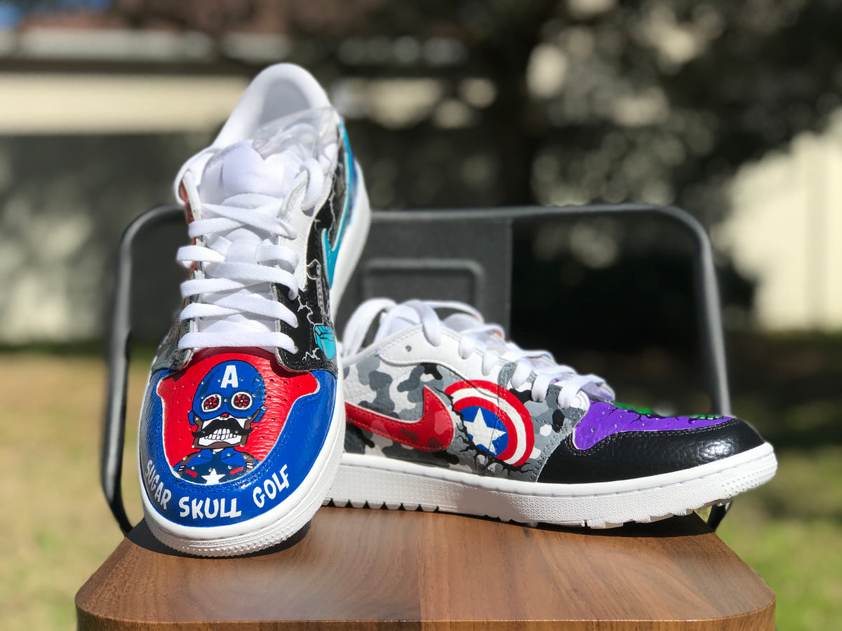 Custom Shoes Jordan Captain America Custom Superhero Hand