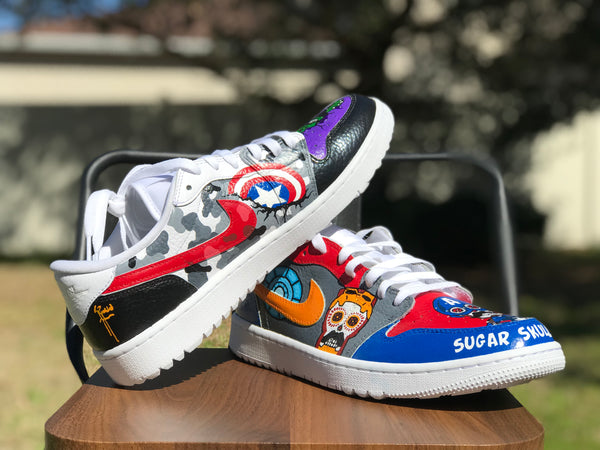 Custom Superhero Hand Painted Nike Air Jordan Low Size 10.5M US – Sugar  Skull Golf