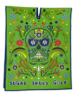 Microfiber Sugar Skull Golf Light Green Cinco de Mayo Waffle Towel - 40 X 16