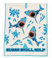 Microfiber Sugar Skull Golf White Shark Waffle Towel - 40 X 16