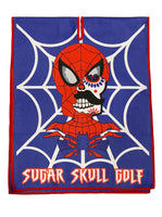 Microfiber Sugar Skull Golf Blue Spider Skull Waffle Towel - 40 X 16