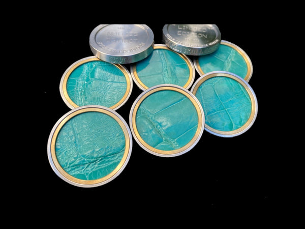 GSS Light Blue/Teal Gator & Brass Insert- Heavy Duty Ball Marker
