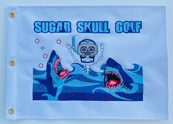Sugar Skull Golf Shark Week Pin Flag 20 X 14