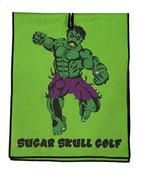 Microfiber Sugar Skull Golf Green Hulk Skull Waffle Towel - 40 X 16
