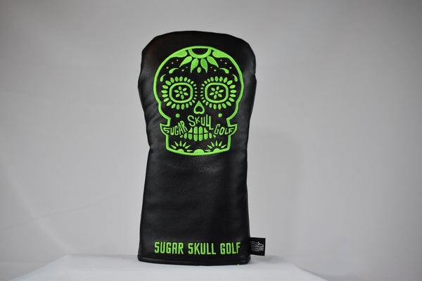 Sugar Skull Golf *NEW STYLE* Black/Lime Green Driver Headcover *Preorder*