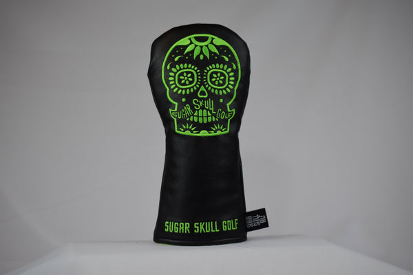 Sugar Skull Golf *NEW STYLE* Black/Lime Green Fairway Headcover *Preorder*