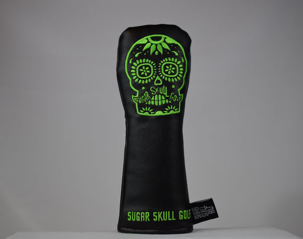 Sugar Skull Golf *NEW STYLE* Black/Lime Green Hybrid Headcover *Preorder*