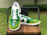 Custom Green/Yellow Hand Painted Nike Air Jordan Low Size 11M US